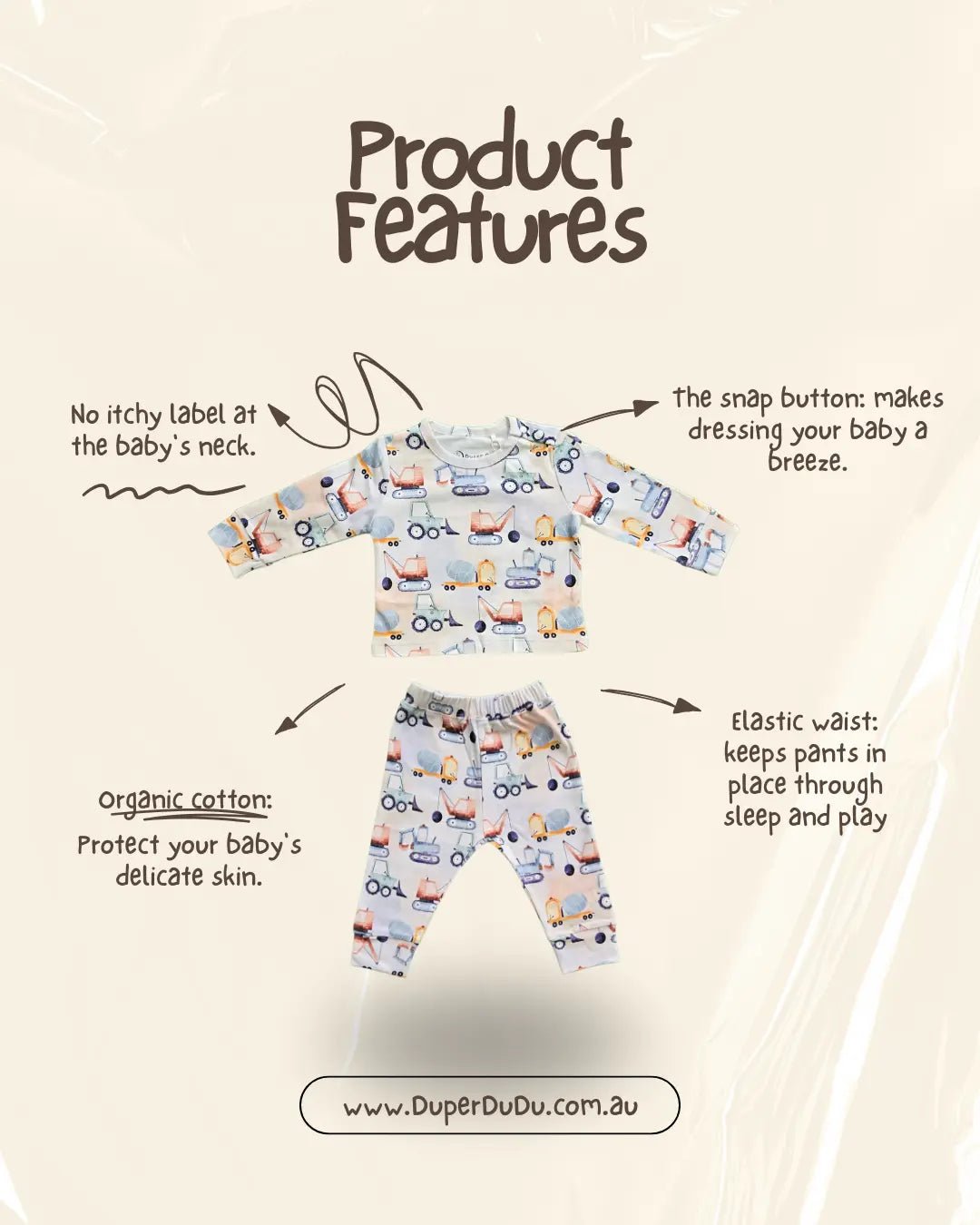 Constructions, Organic Baby Pajamas Set - Duper DuDu