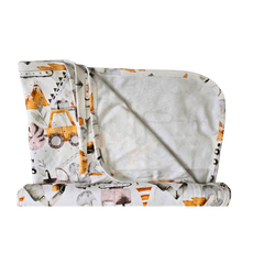 Hard Working Dinos, Organic Baby Blanket - Duper DuDu