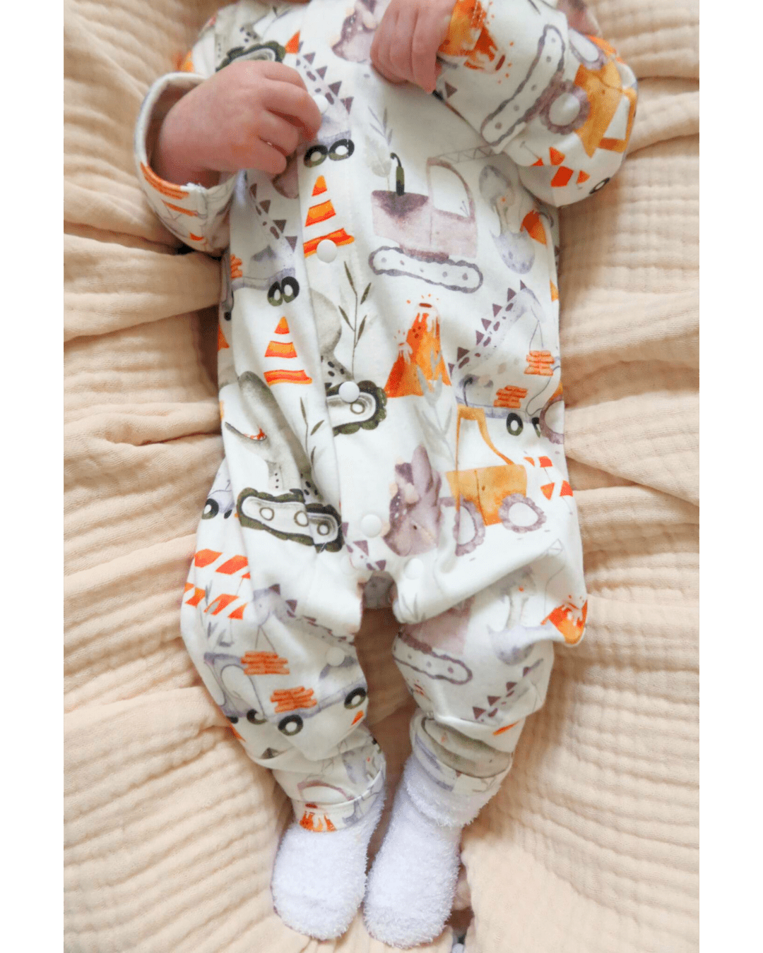 Hard Working Dinos, Organic Baby Romper - Duper DuDu