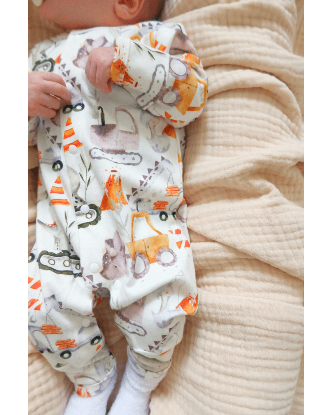 Hard Working Dinos, Organic Baby Romper - Duper DuDu