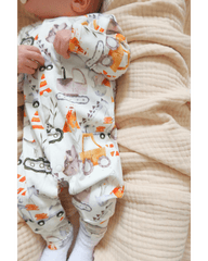 Hard Working Dinos, Organic Baby Romper - Duper DuDu