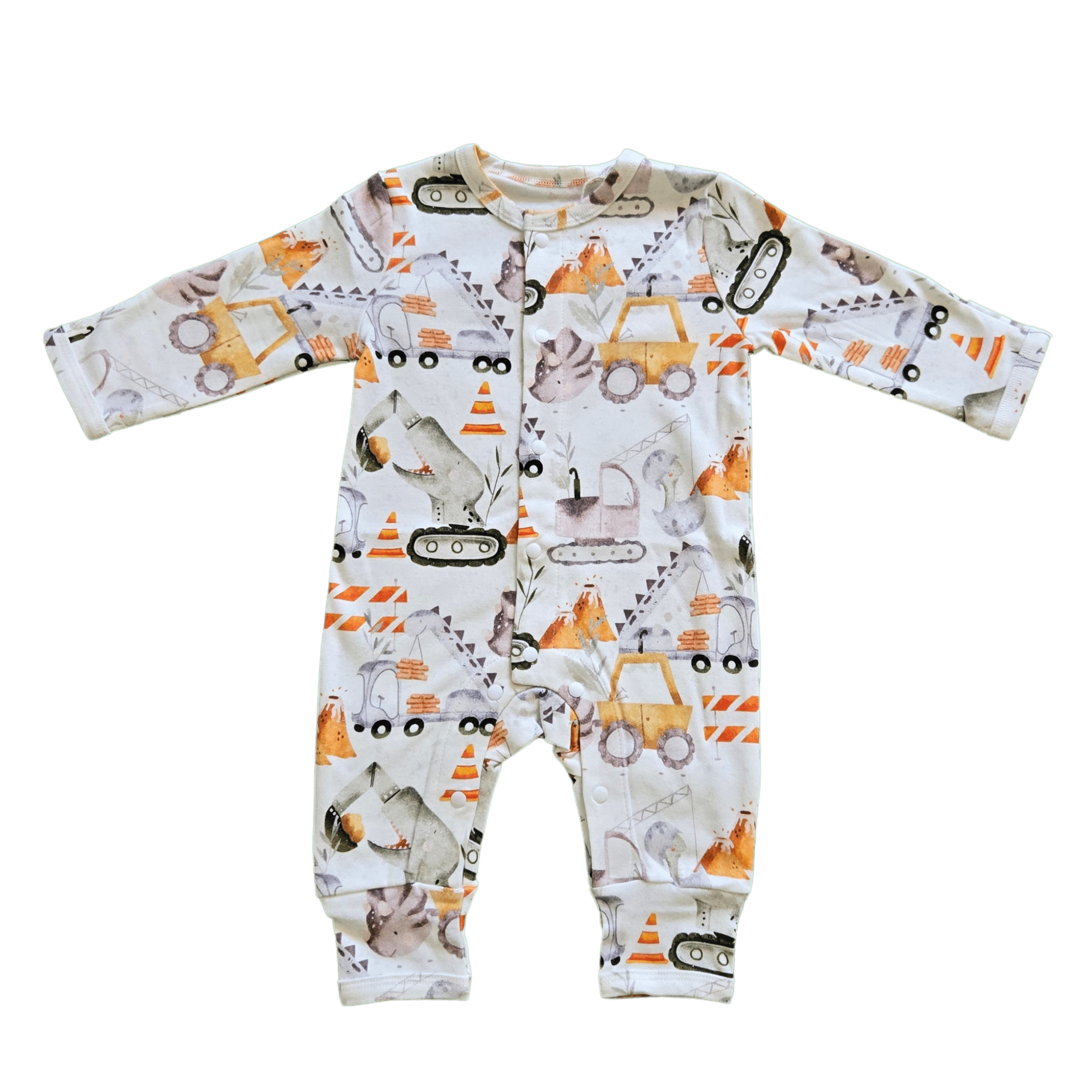 Hard Working Dinos, Organic Baby Romper - Duper DuDu