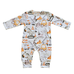 Hard Working Dinos, Organic Baby Romper - Duper DuDu