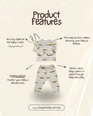 Little Crocodile, Organic Baby Pyjamas Set (Hat is not included) - Duper DuDu