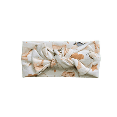 Little Sheep organic cotton baby headband with neutral sheep print brand Duper DuDu design by a NICU nurse
