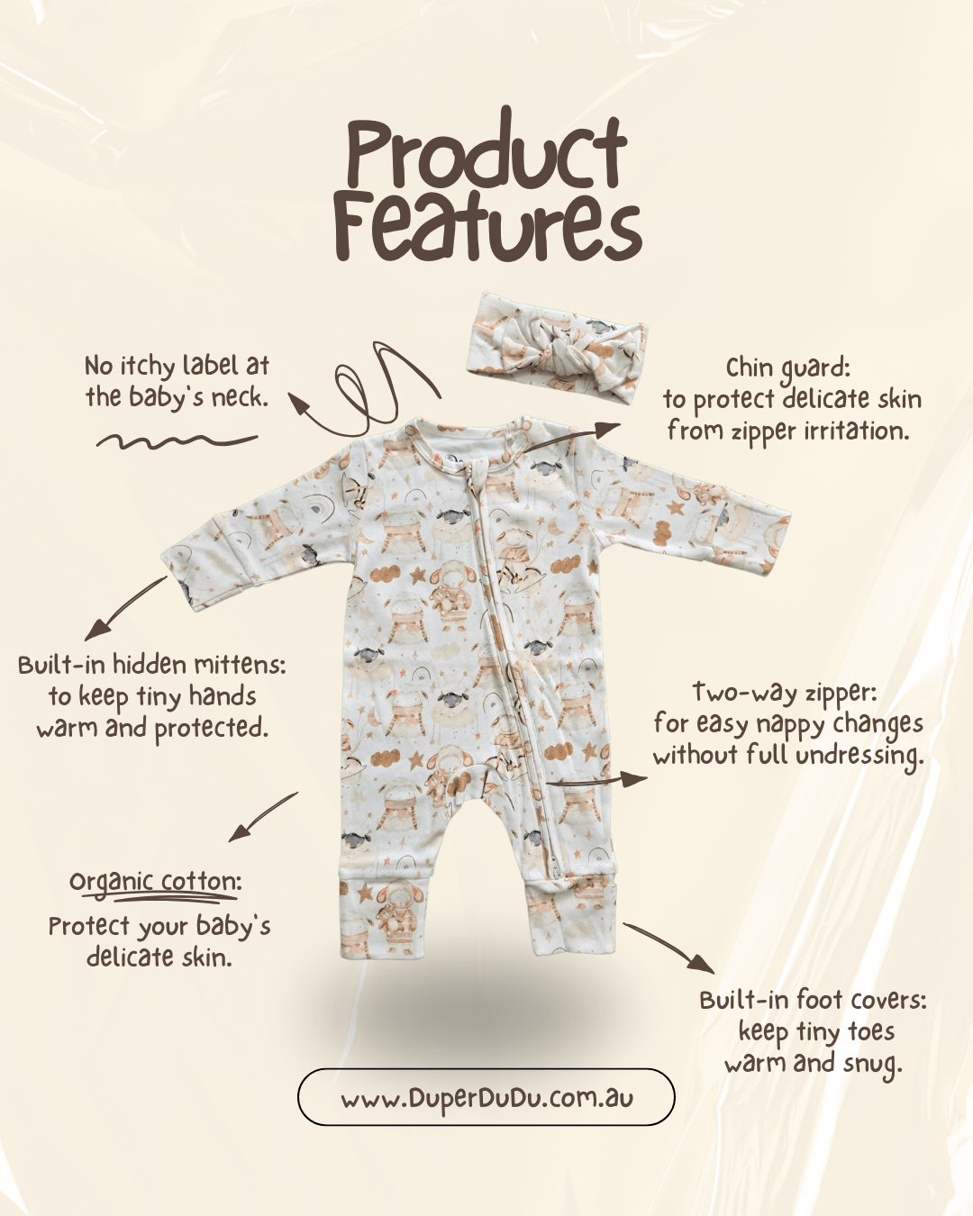Little Sheep, Organic Baby Romper - Duper DuDu