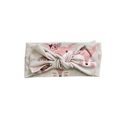 Organic cotton baby headband with cute fox print flat lay