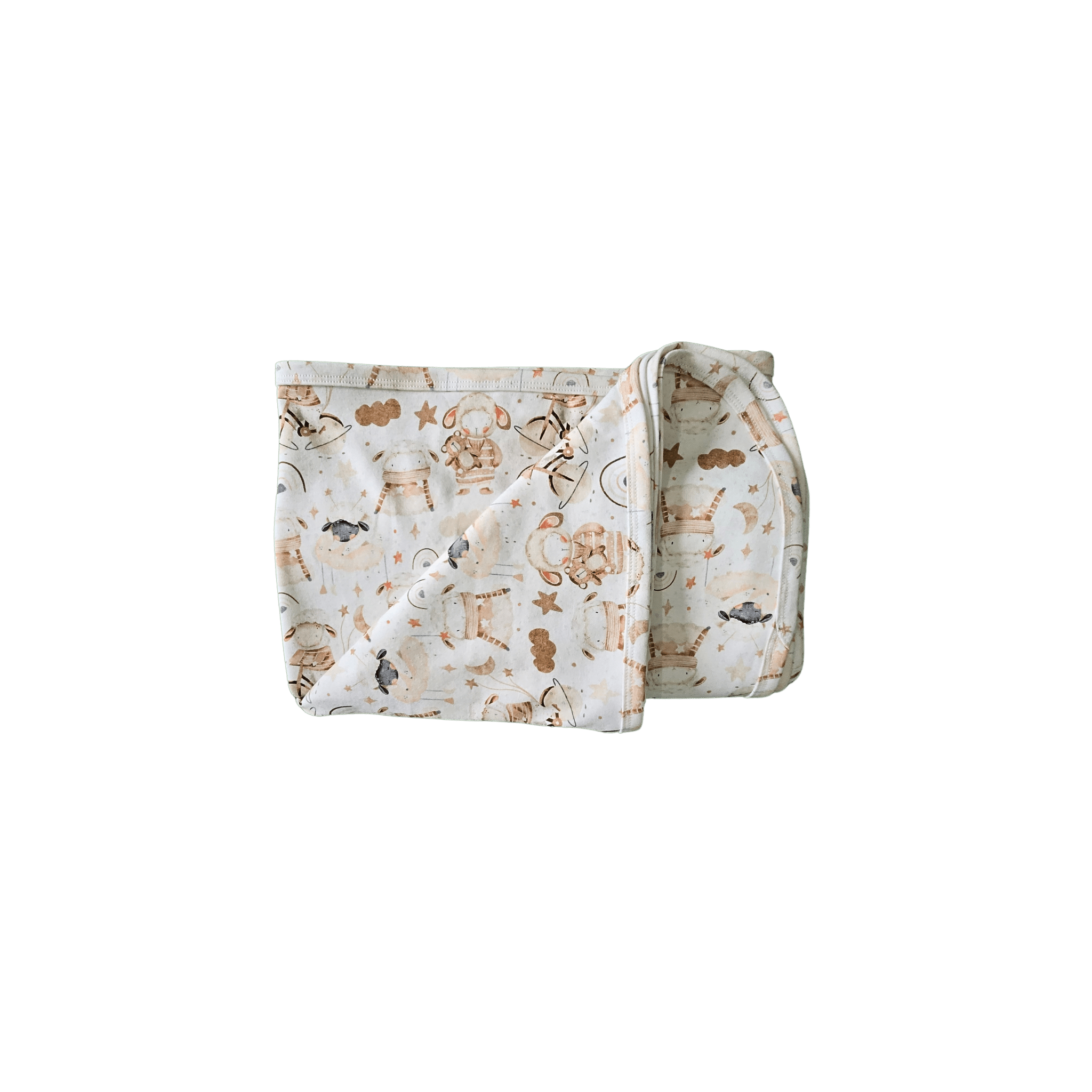 Close up of breathable organic cotton fabric texture with sheep print brand Duper DuDu design by a NICU nurse