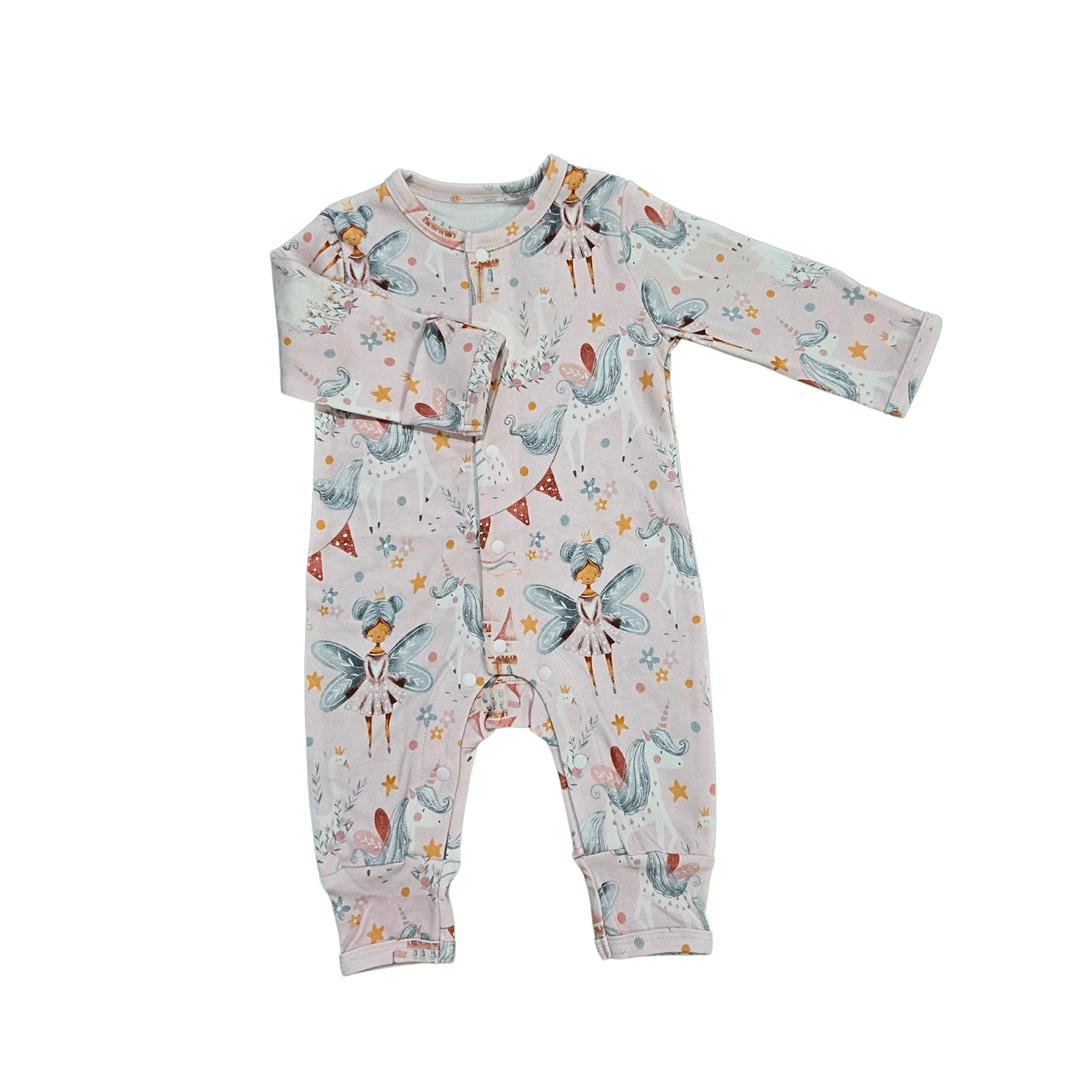Flat lay of pink Princess organic cotton romper with snap buttons brand Duper DuDu design by a NICU nurse