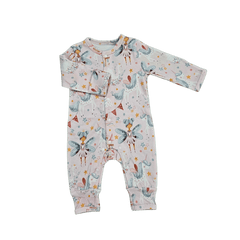 Flat lay of pink Princess organic cotton romper with snap buttons brand Duper DuDu design by a NICU nurse