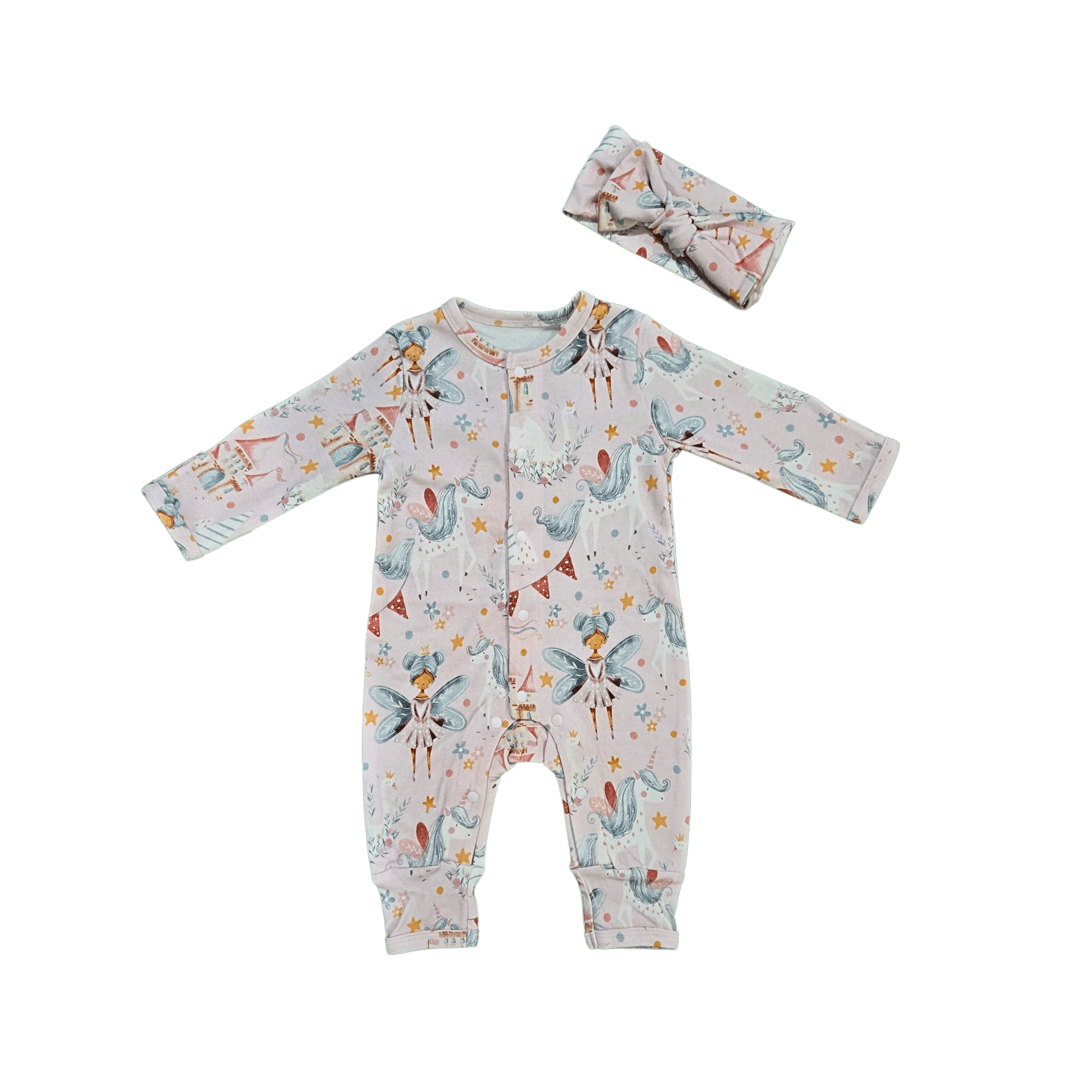 Flat lay of pink Princess organic cotton romper with snap buttons brand Duper DuDu design by a NICU nurse