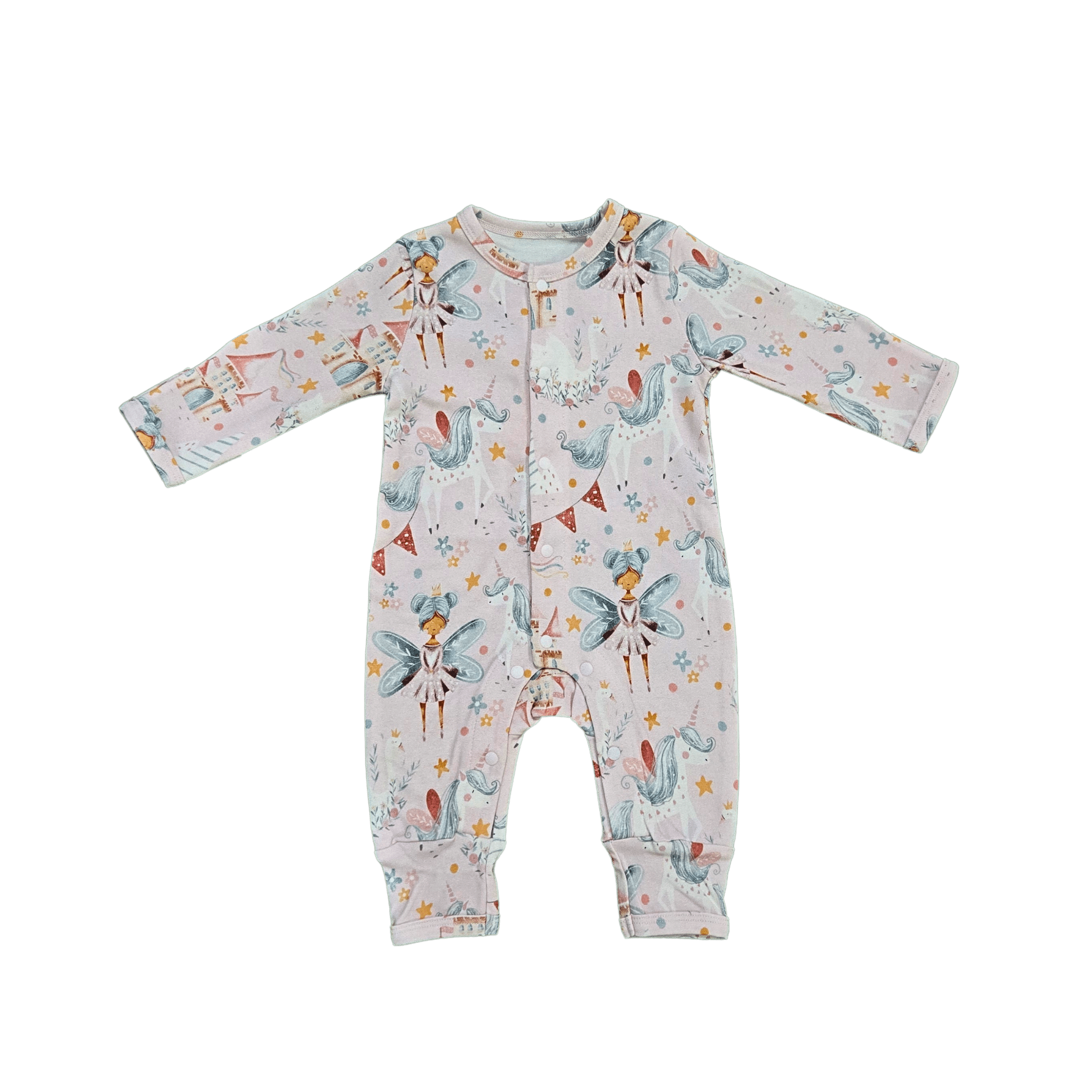 Flat lay of pink Princess organic cotton romper with snap buttons brand Duper DuDu design by a NICU nurse