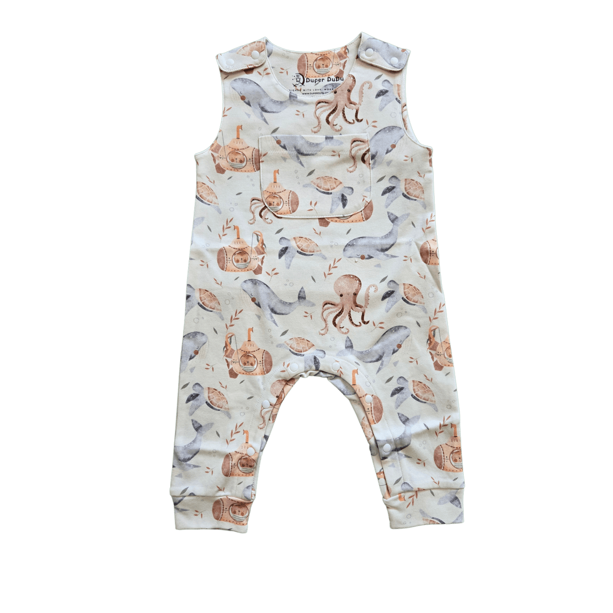 Sea Me, Organic Sleeveless Romper - Duper DuDu